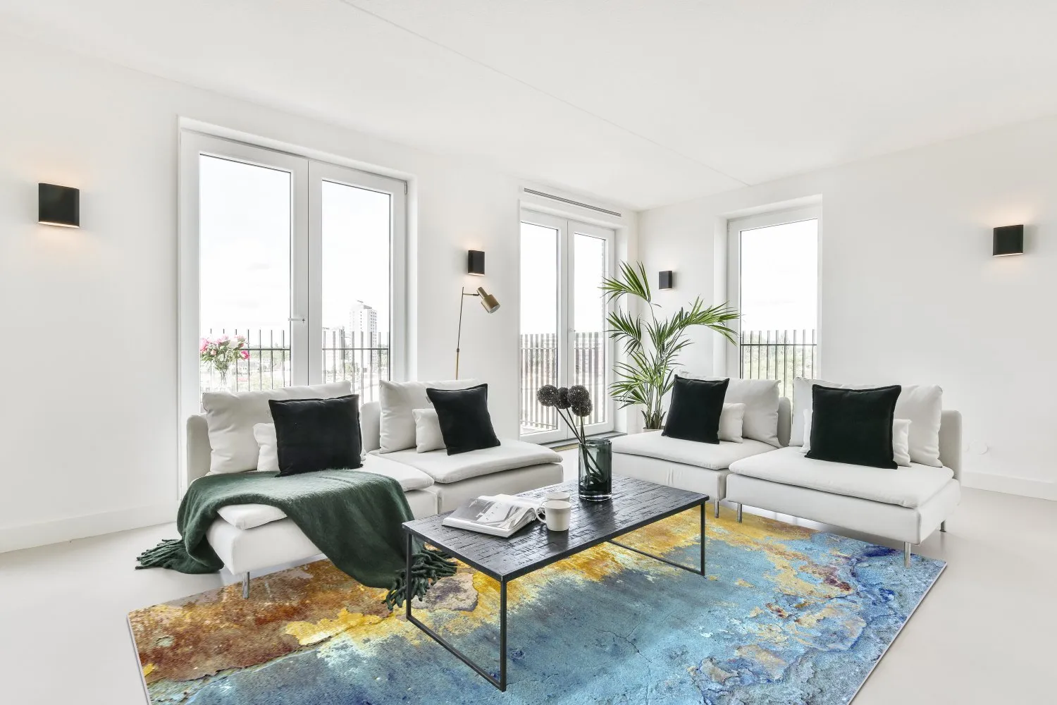 Wilton-tæppe - Manlieu (blå/multi/guld)