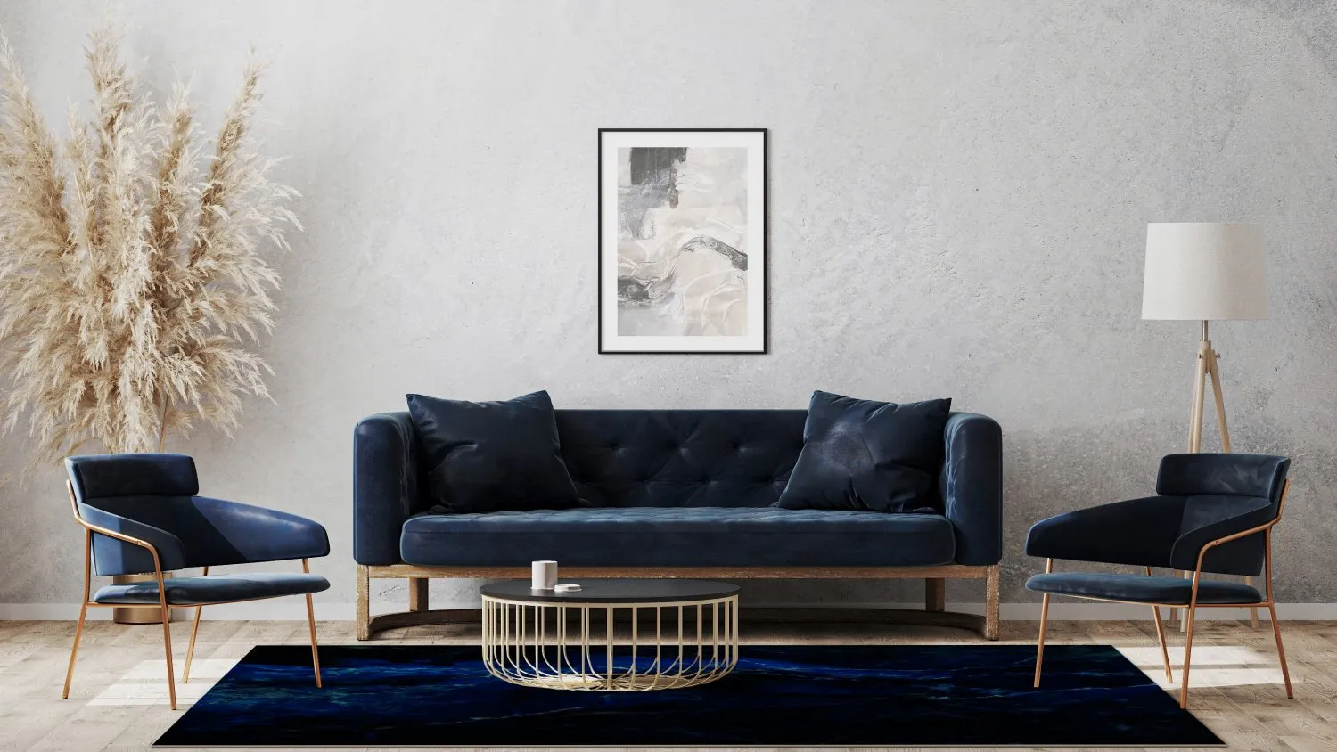 Wilton-tæppe - Zuani (mørkeblå)