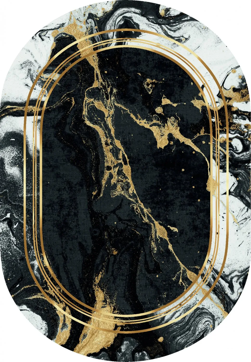 Ovalt tæppe - Emery (sort)