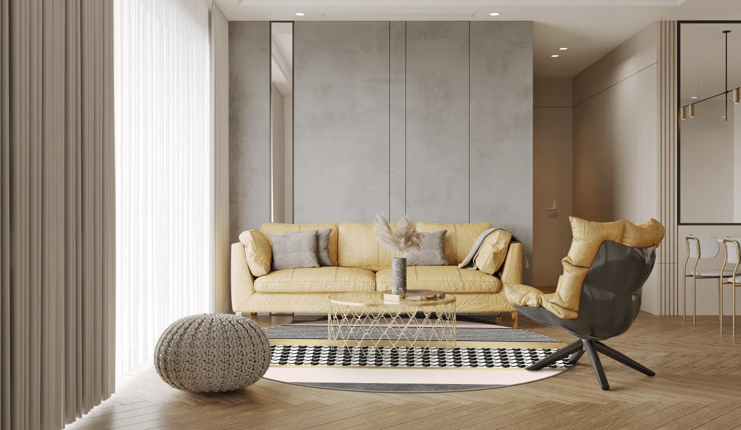 Rundt tæppe - Esme (lyserød/multi)