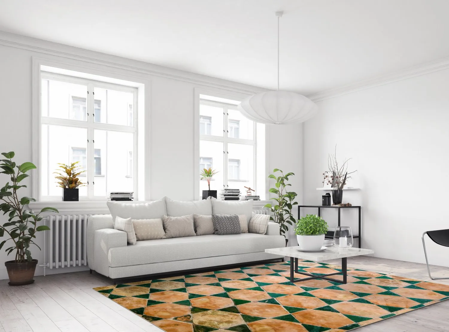 Wilton-tæppe - Calvi (beige/grøn)