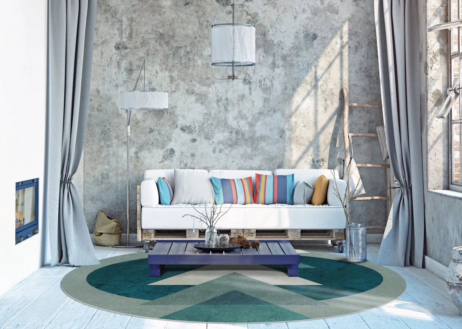 Rundt tæppe - Amares (multi)