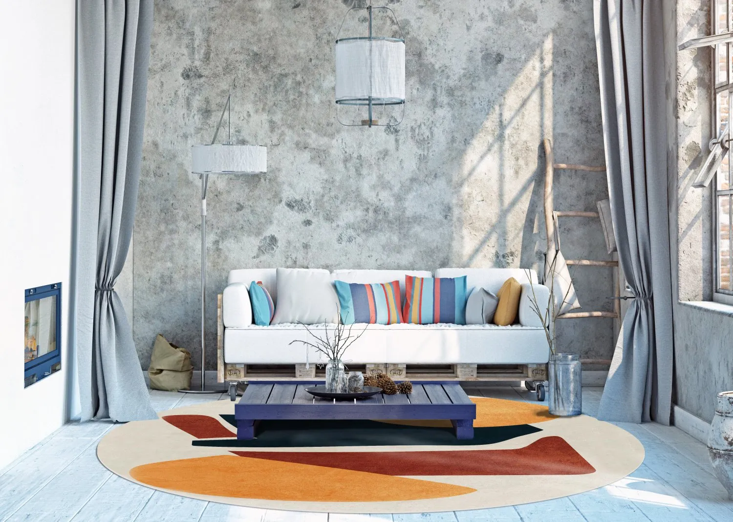 Rundt tæppe - Beira (multi)