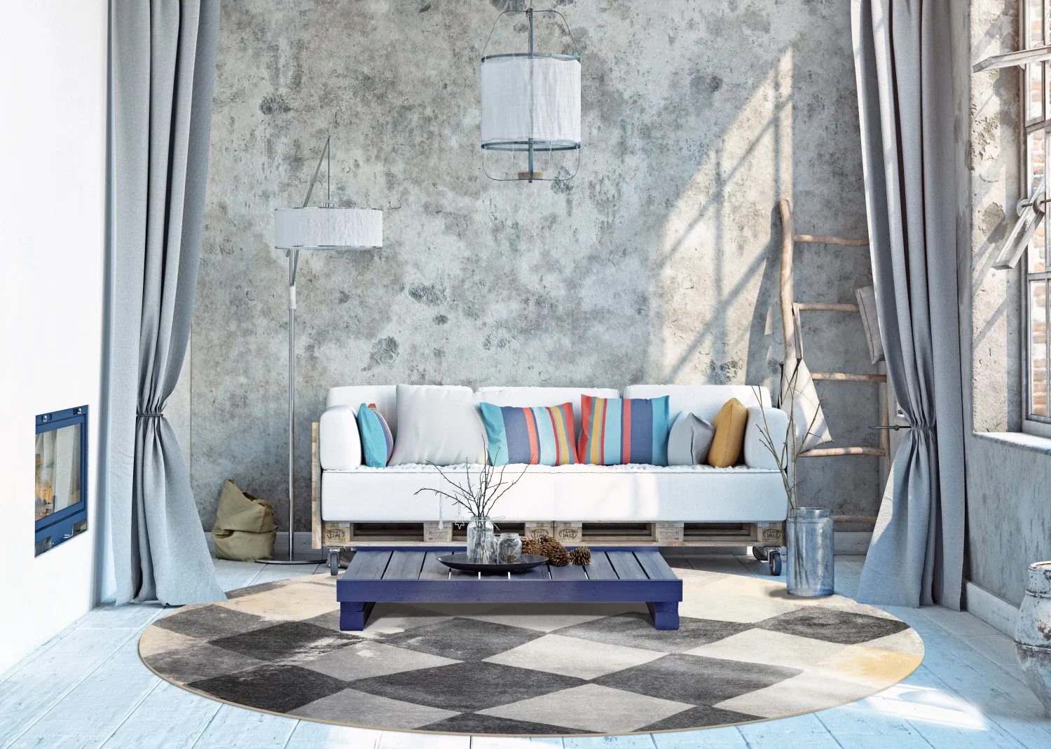 Rundt tæppe - Daire (multi)