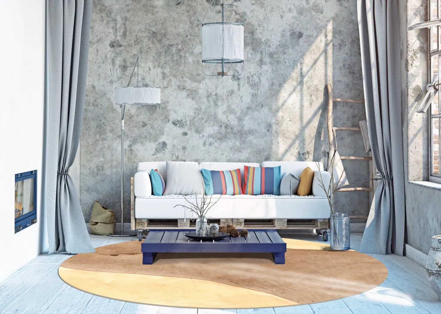 Rundt tæppe - Nisa (brun/beige)