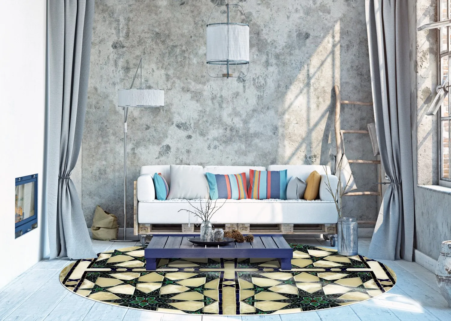 Rundt tæppe - Pino (multi)