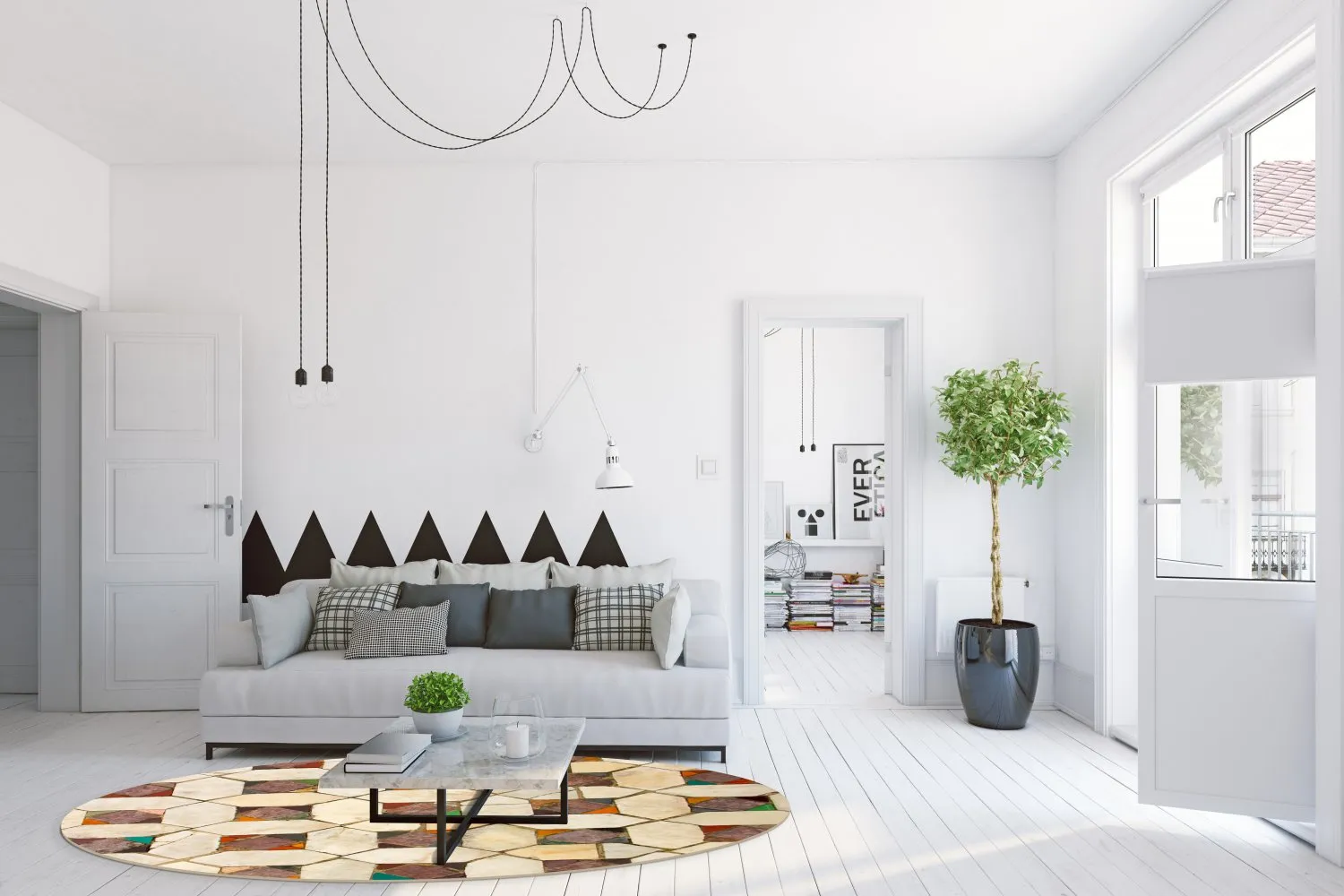 Rundt tæppe - Evisa (multi)