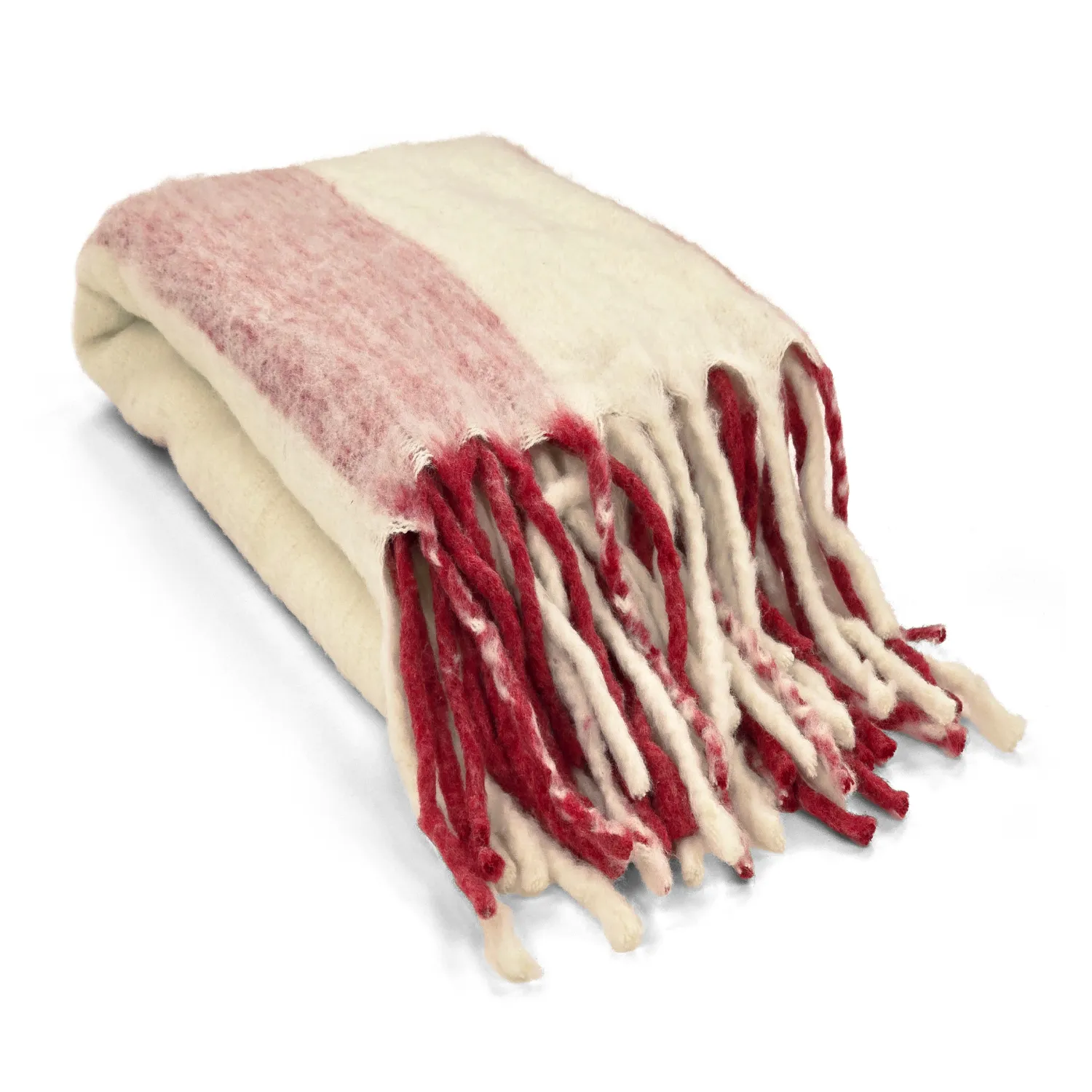 Tæpper - Uldmixplaid - Beatriz Stripe (rød/hvid)