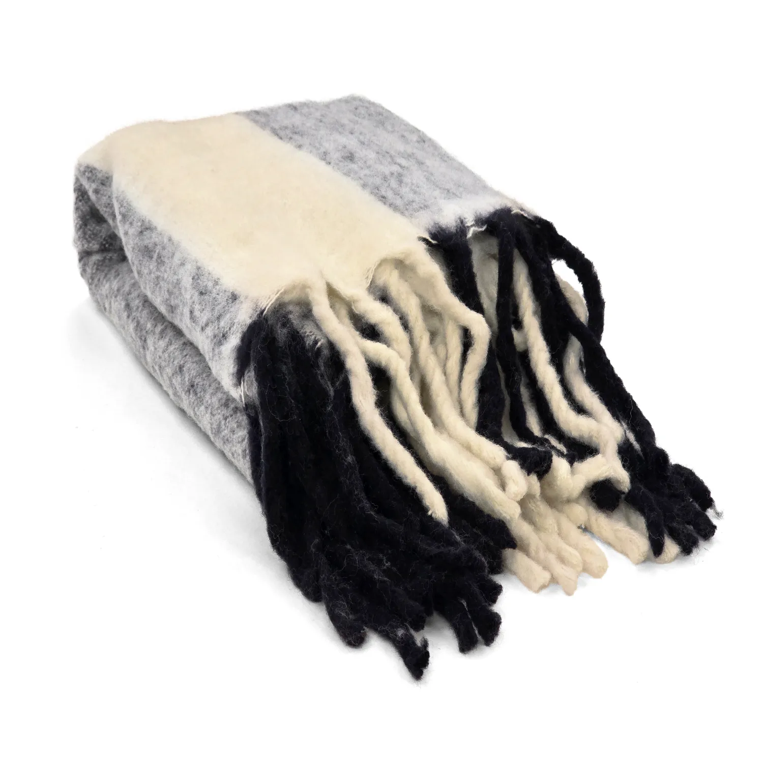 Tæpper - Uldmixplaid - Beatriz Stripe (sort/hvid)