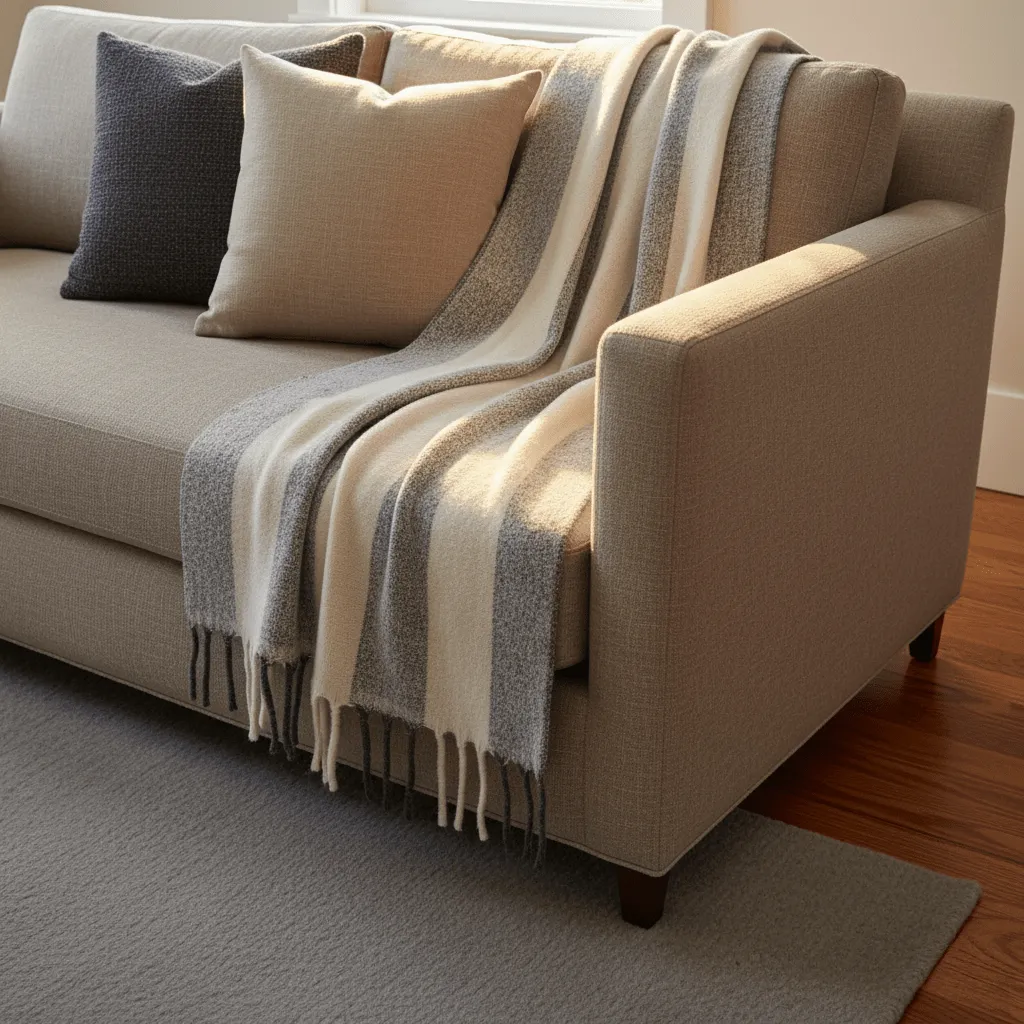 Tæpper - Uldmixplaid - Beatriz Stripe (sort/hvid)
