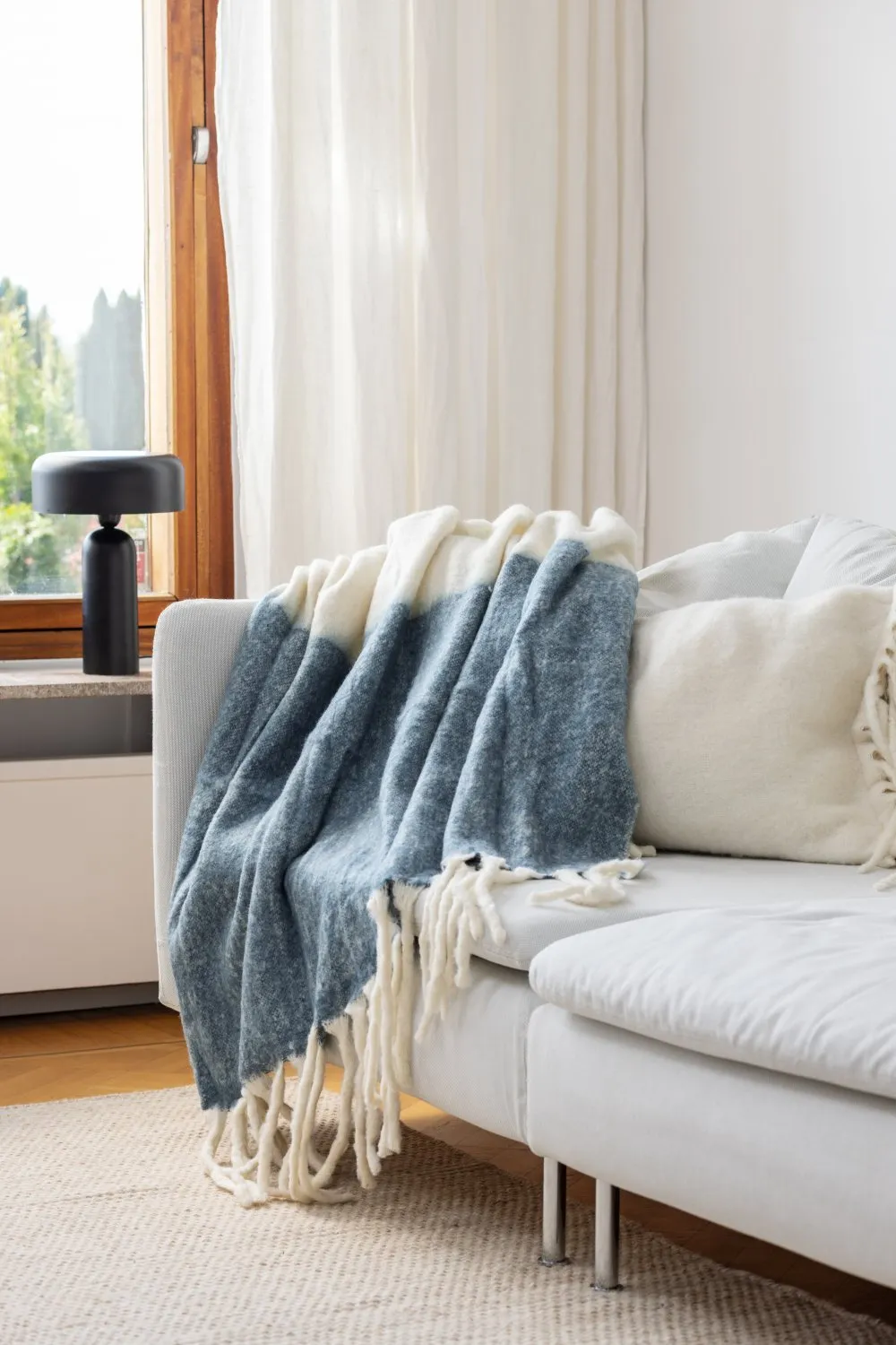 Tæpper - Plaid i uldblandning - Carrie (blå)