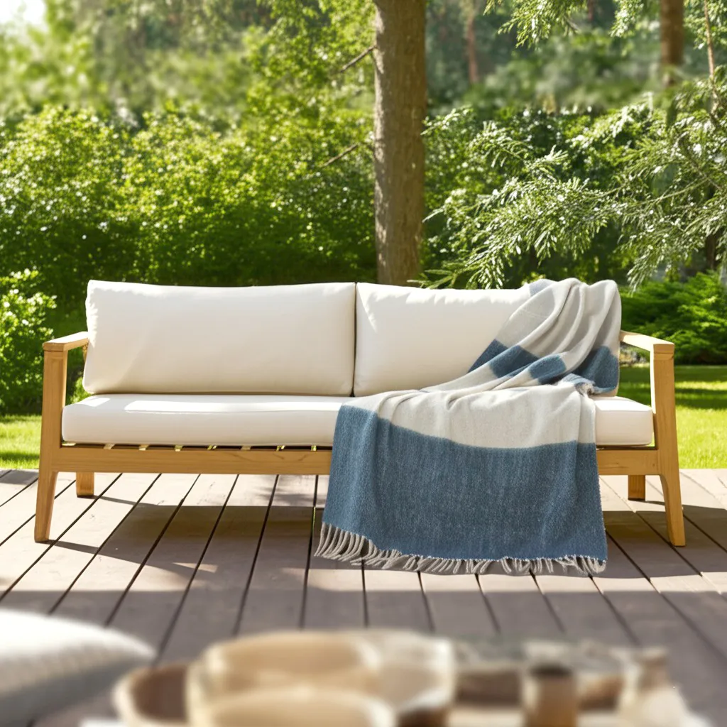 Tæpper - Plaid i uldblandning - Carrie (blå)