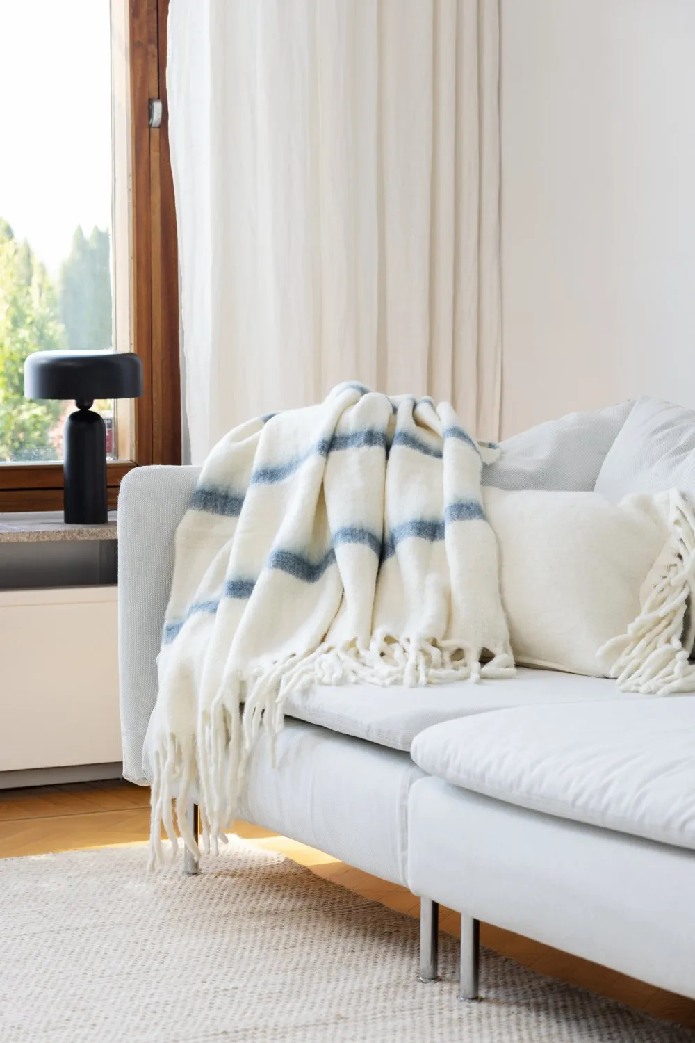 Tæpper - Plaid i uldblandning - Miranda (blå)