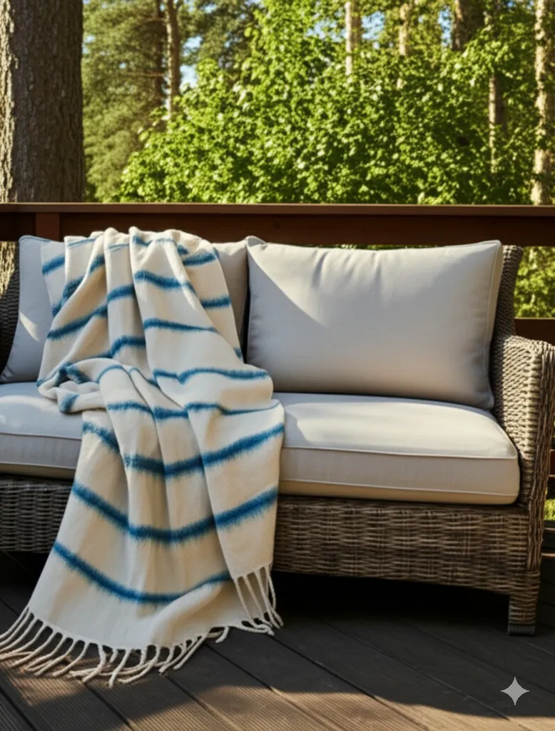 Tæpper - Plaid i uldblandning - Miranda (blå)