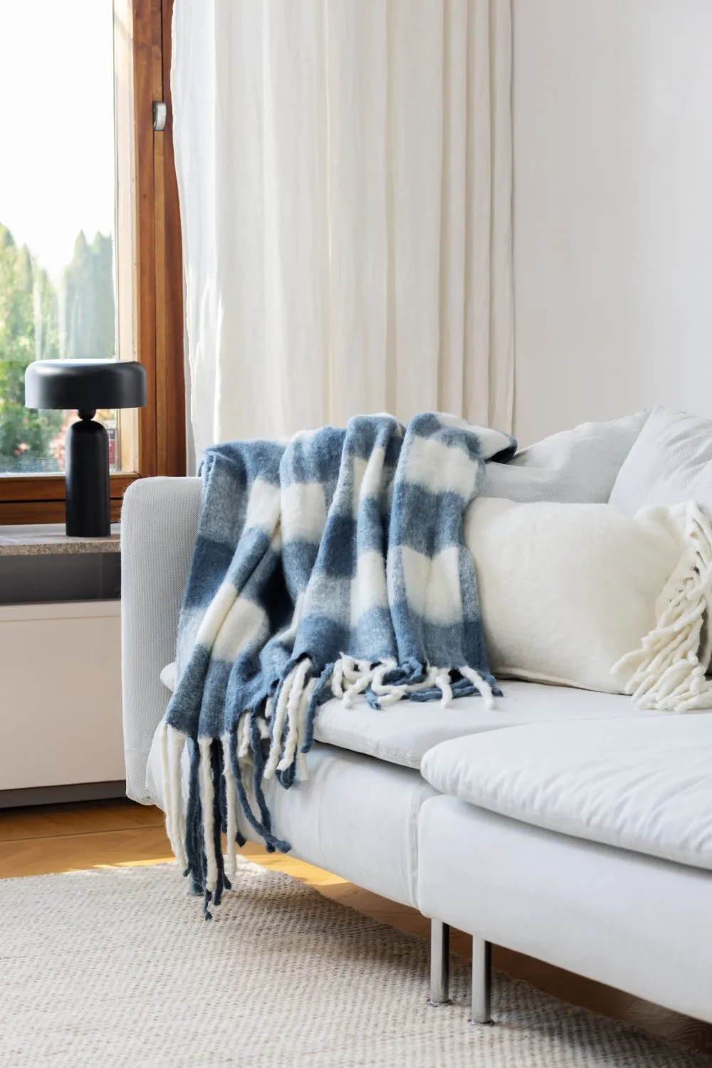 Tæpper - Plaid i uldblandning - Phoebe (blå)