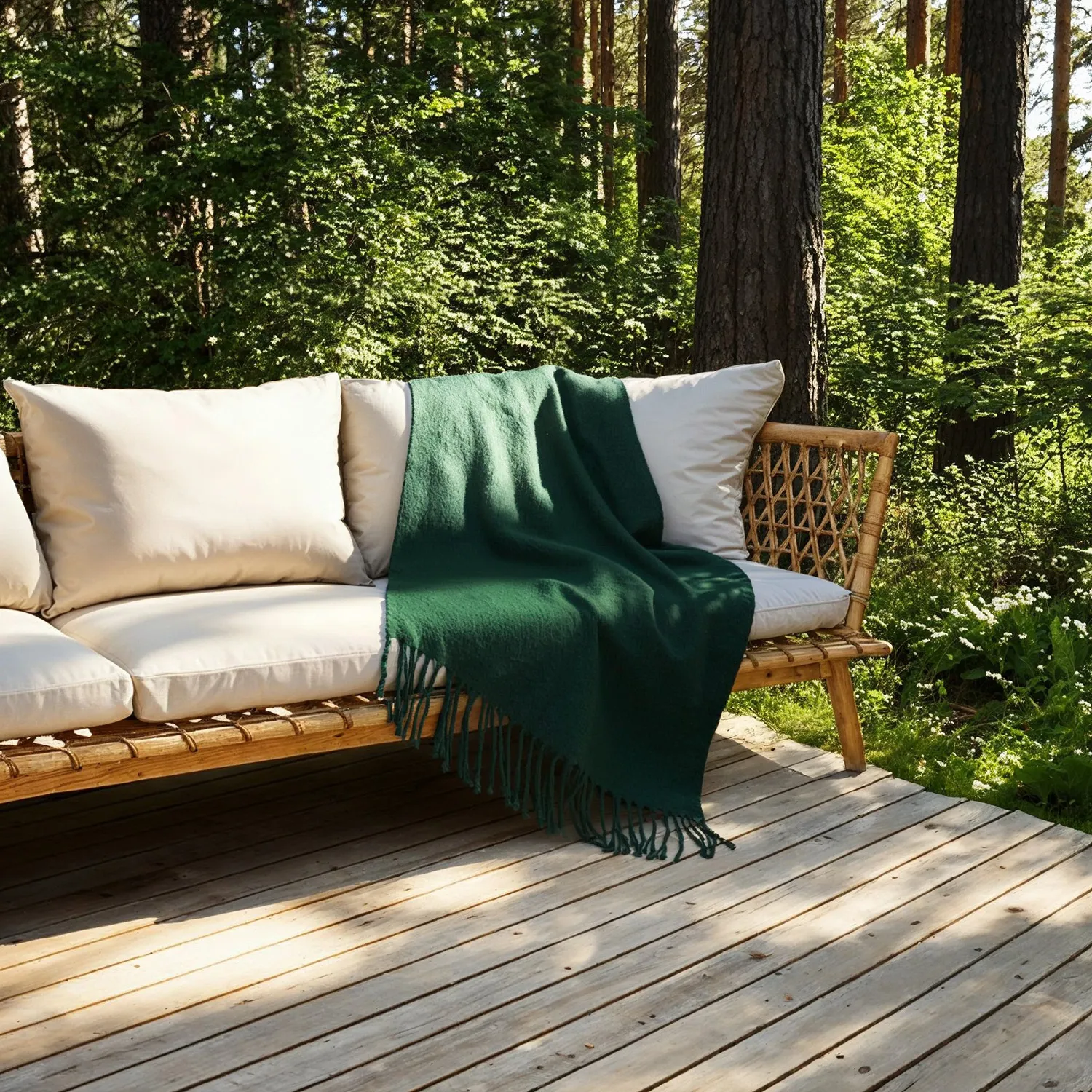 Tæpper - Plaid i uldblandning - Samantha (grøn)