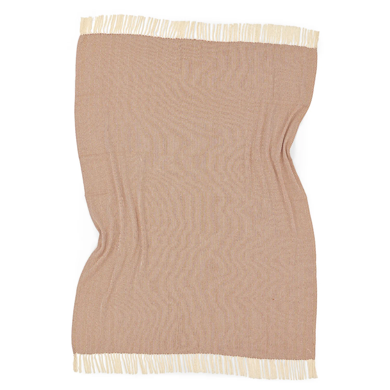 Tæpper - Bomuldsplaid - Denisa Fishbone (brun/hvid)