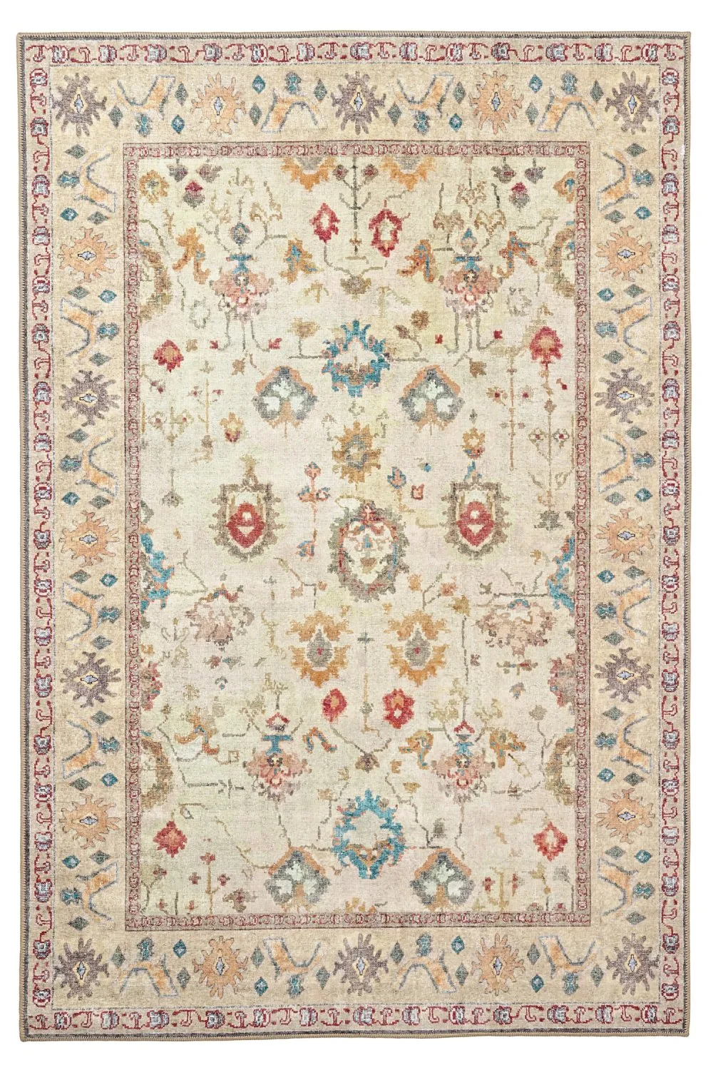 Fladvævet tæppe - Adira (grå/rosa)