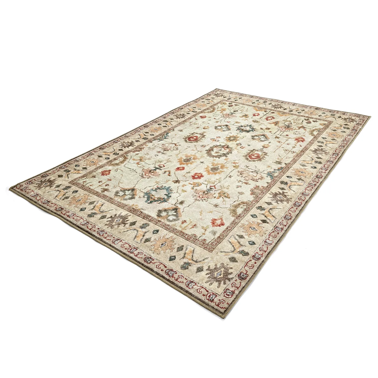 Fladvævet tæppe - Adira (grå/rosa)