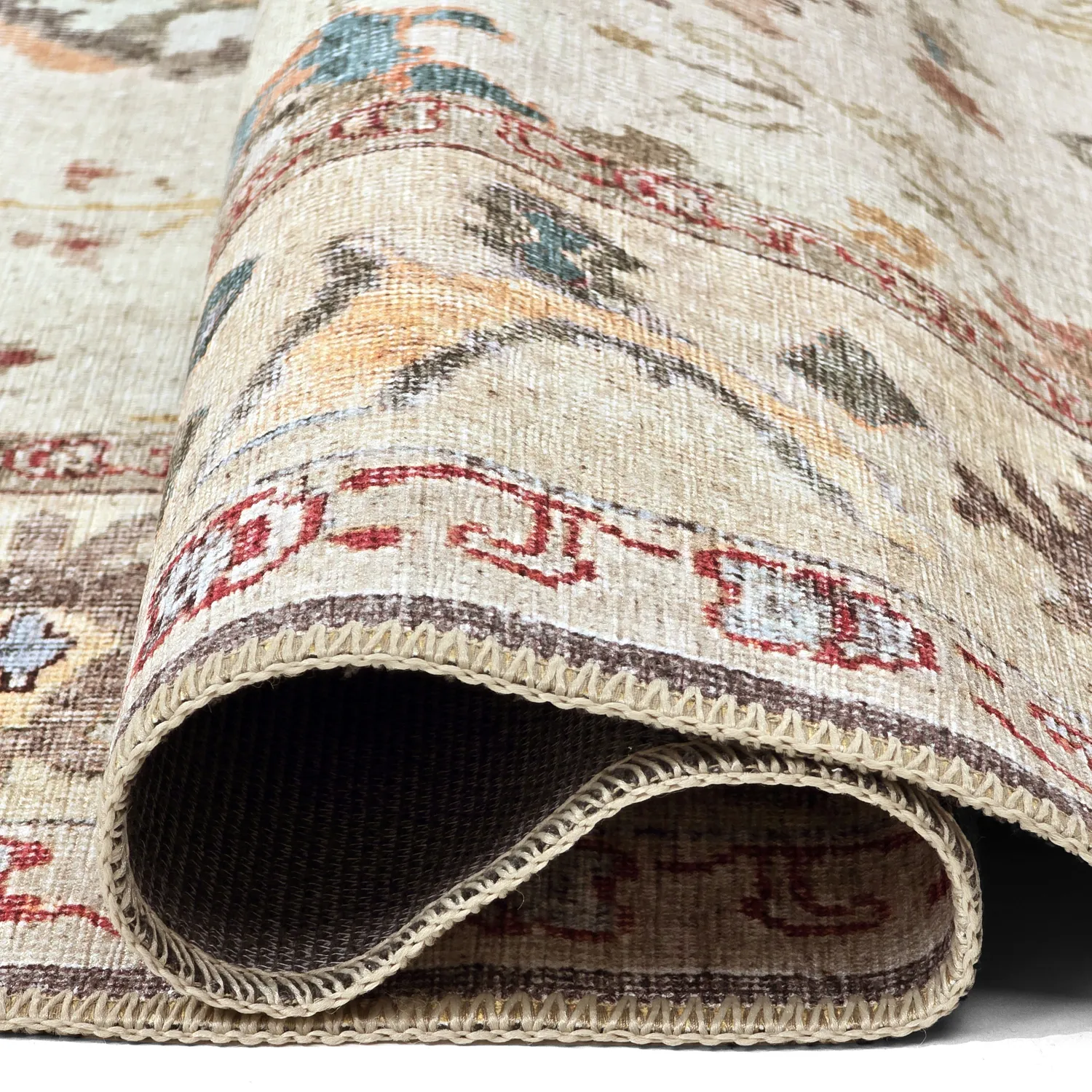 Fladvævet tæppe - Adira (grå/rosa)