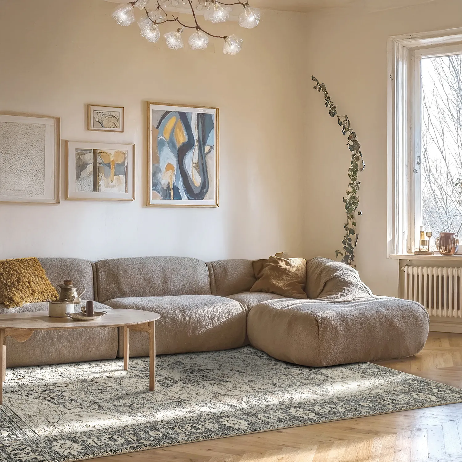 Fladvævet tæppe - Alvand (sort)