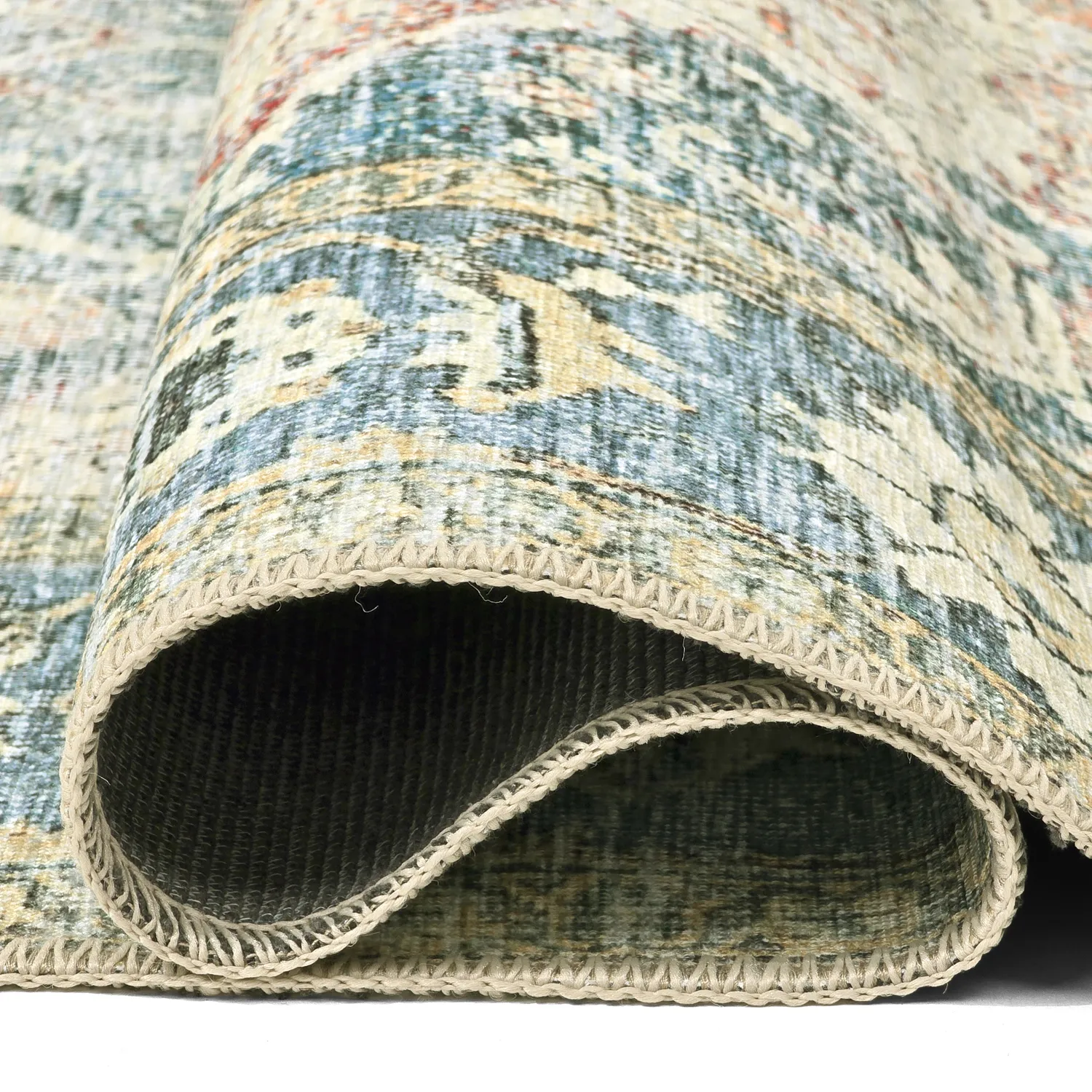 Fladvævet tæppe - Alvand (blå)