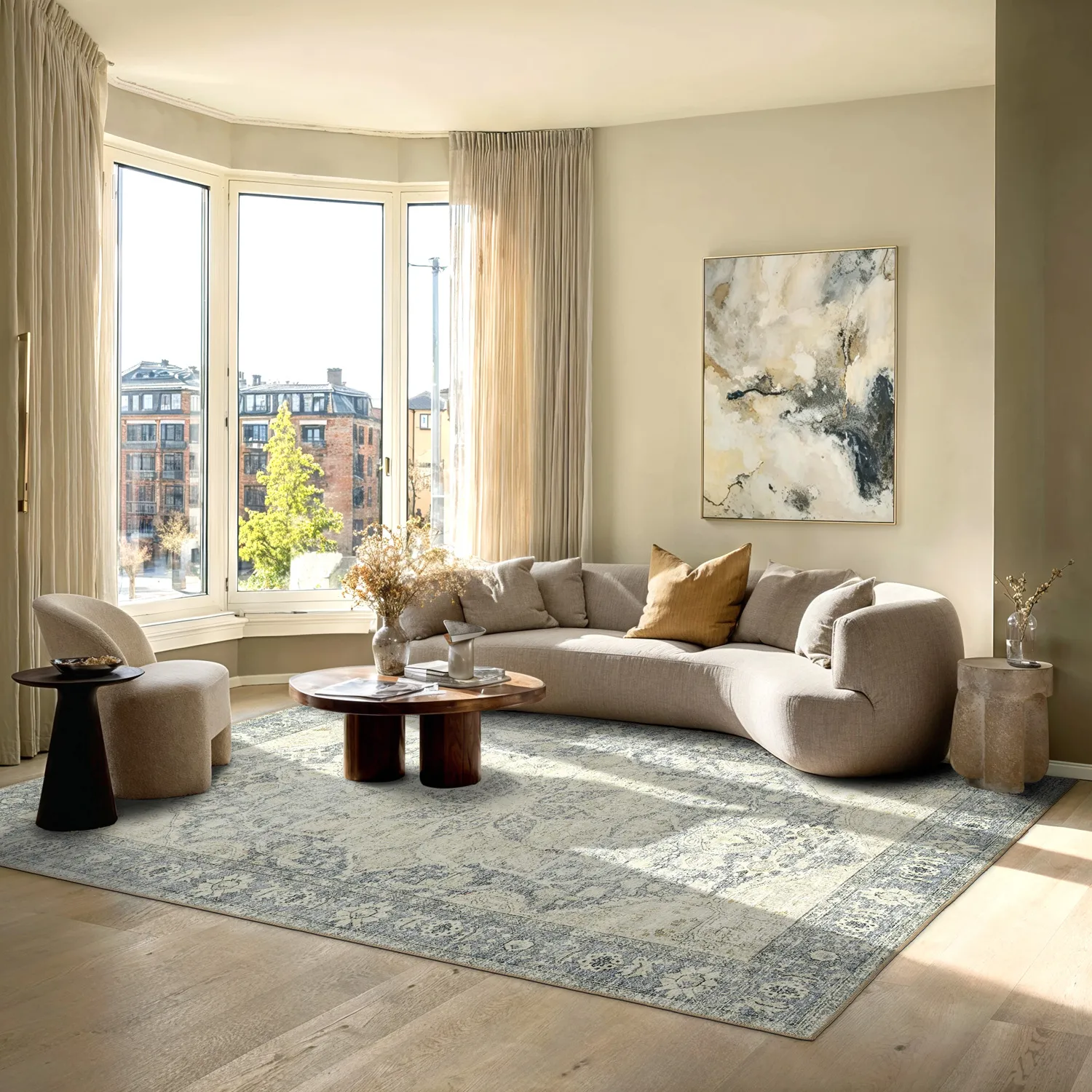 Fladvævet tæppe - Alvand (grå)