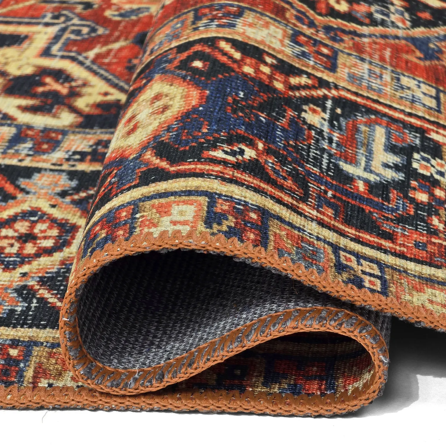 Fladvævet tæppe - Anzali (rød)