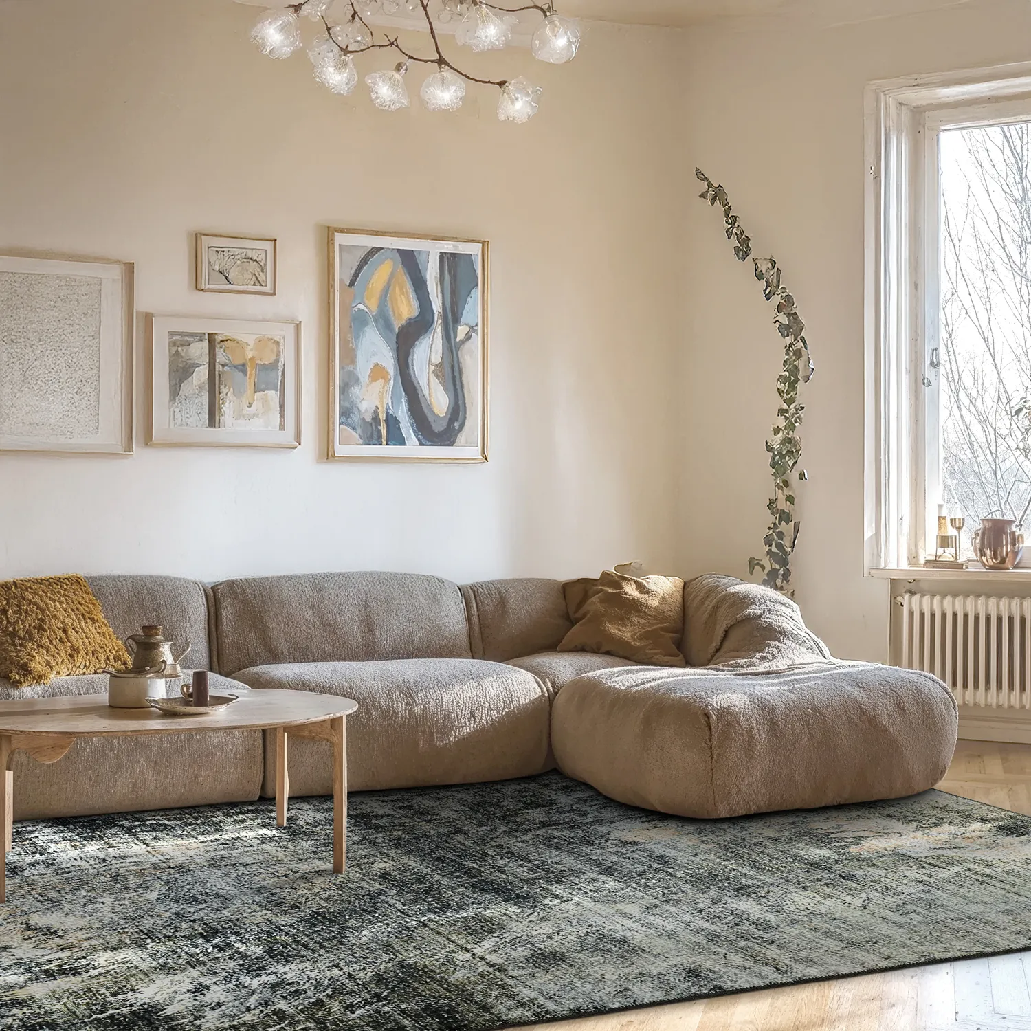 Fladvævet tæppe - Bechar (sort/multi)