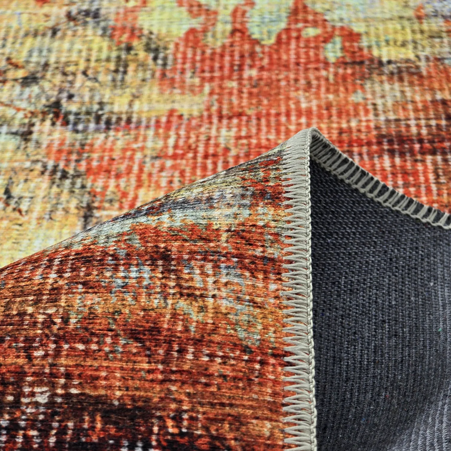 Fladvævet tæppe - Bechar (rød/multi)