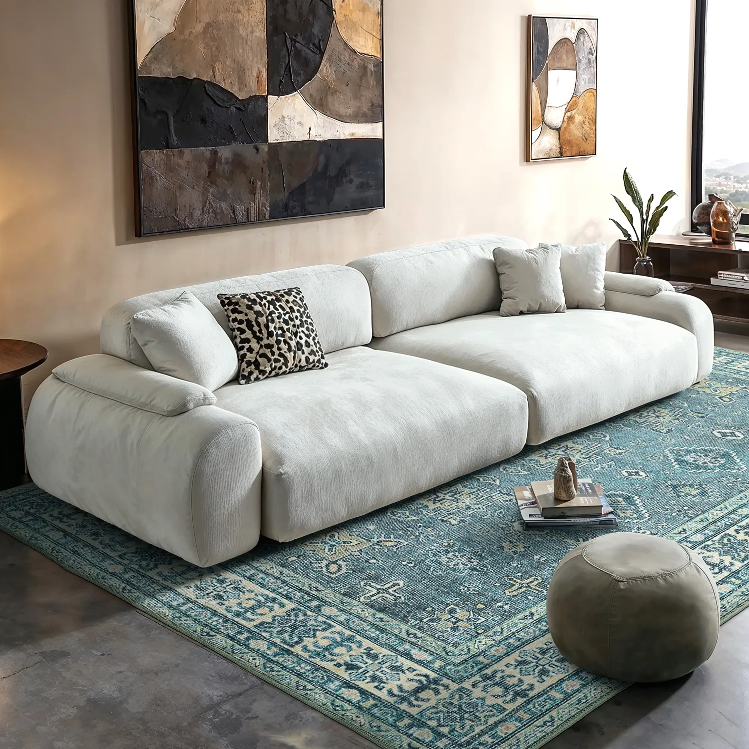 Fladvævet tæppe - Benaluna (blå/grøn)