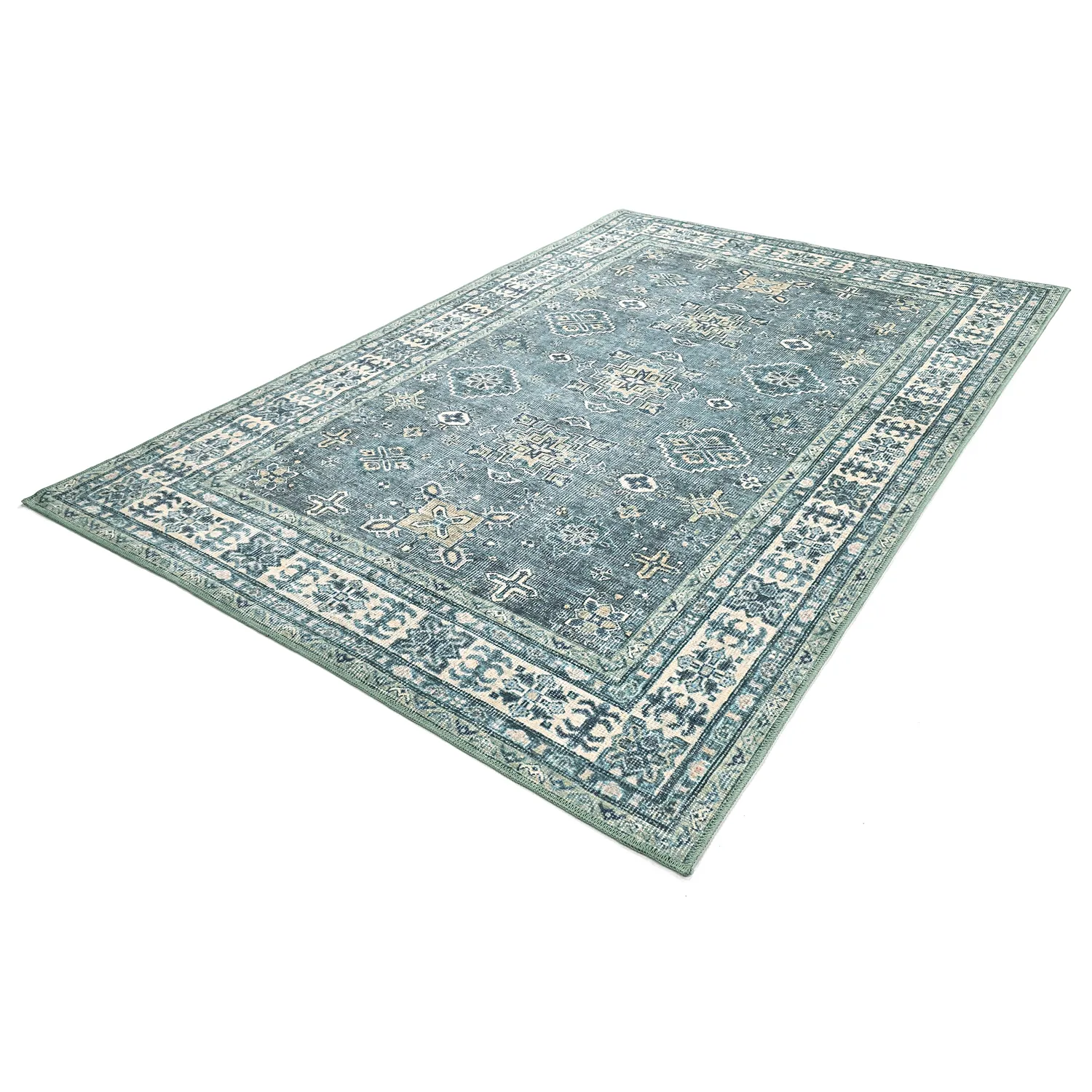 Fladvævet tæppe - Benaluna (blå/grøn)