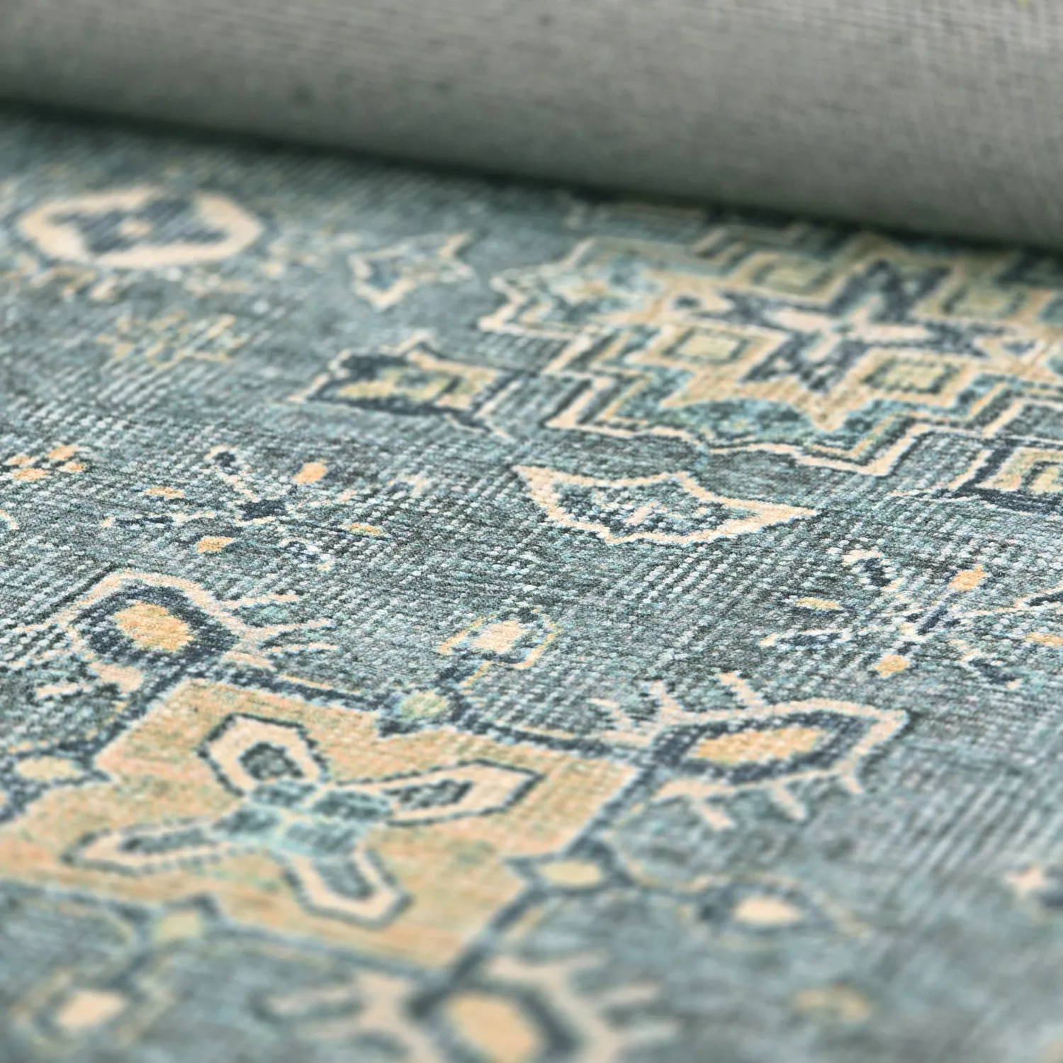 Fladvævet tæppe - Benaluna (blå/grøn)