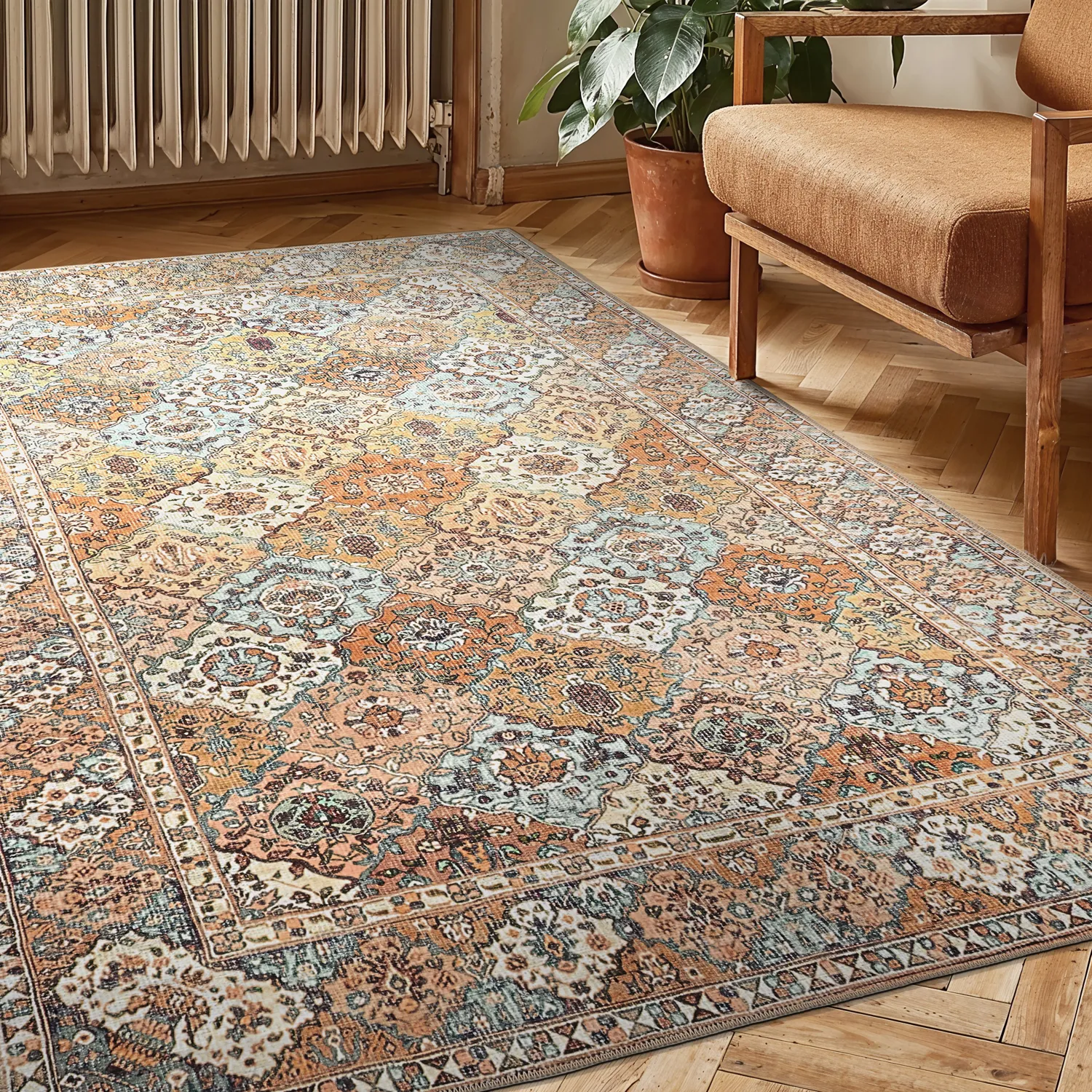 Fladvævet tæppe - Berelina (beige/multi)