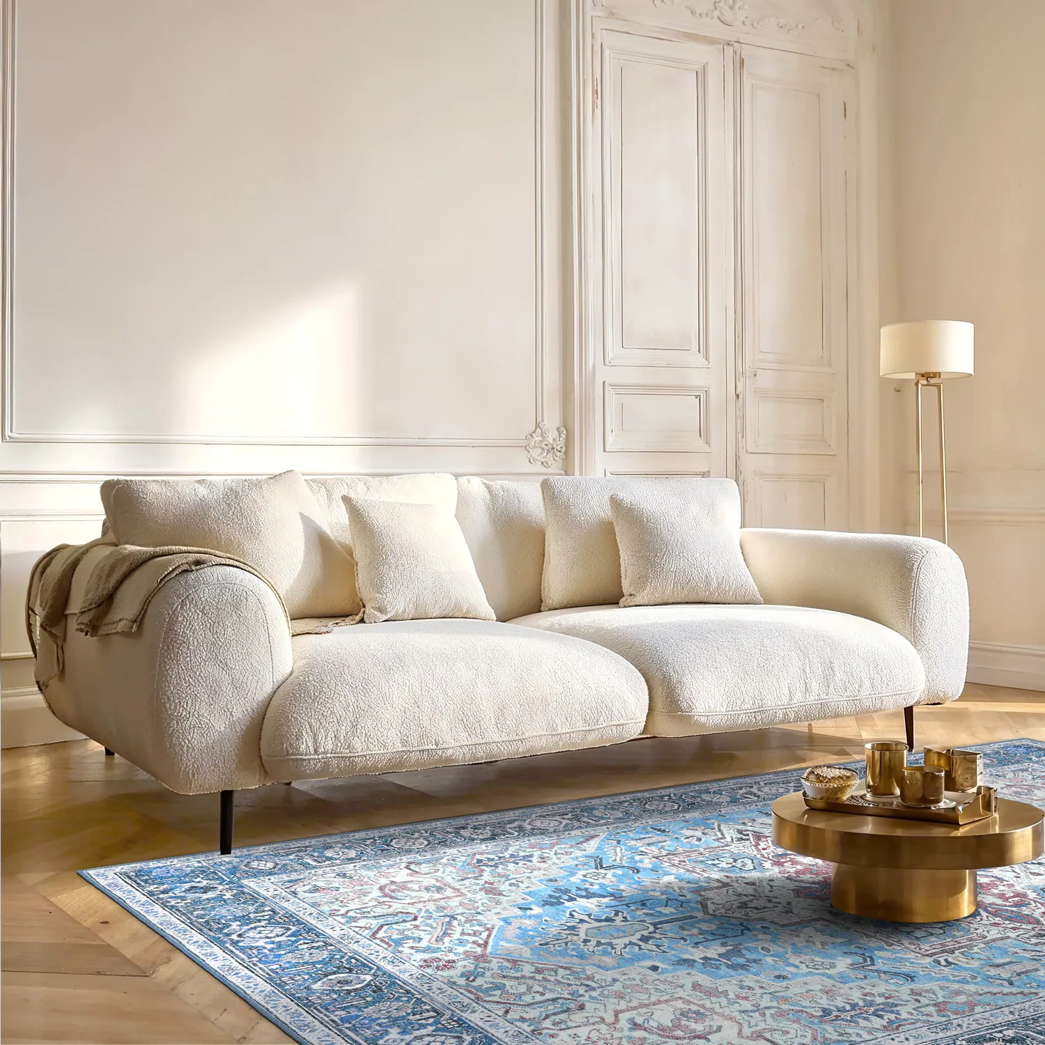 Fladvævet tæppe - Birjand (blå)