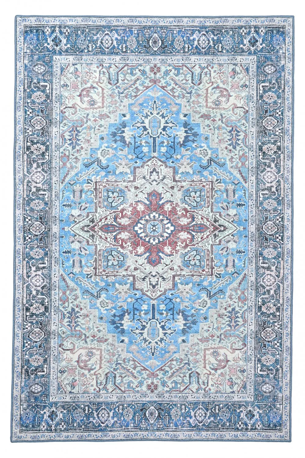 Fladvævet tæppe - Birjand (blå)