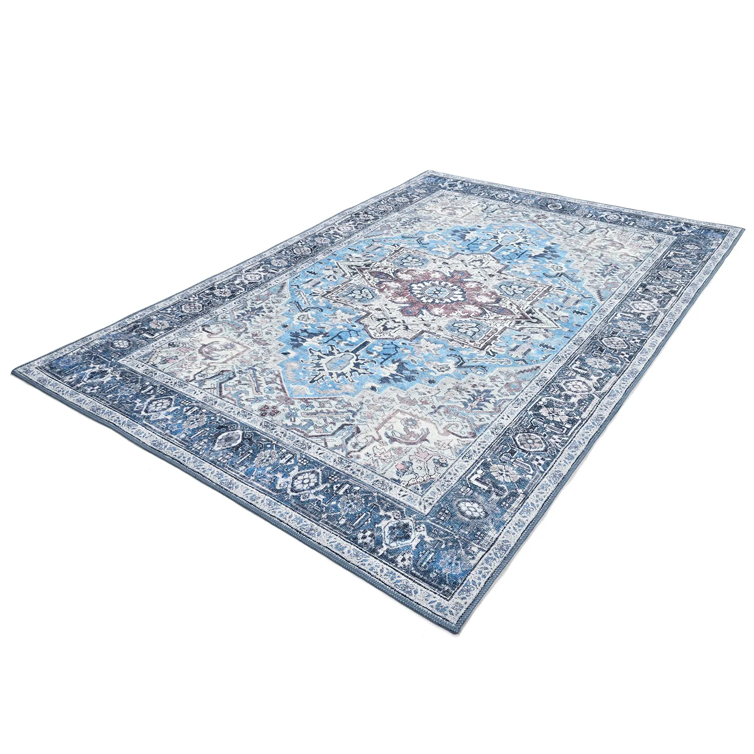 Fladvævet tæppe - Birjand (blå)