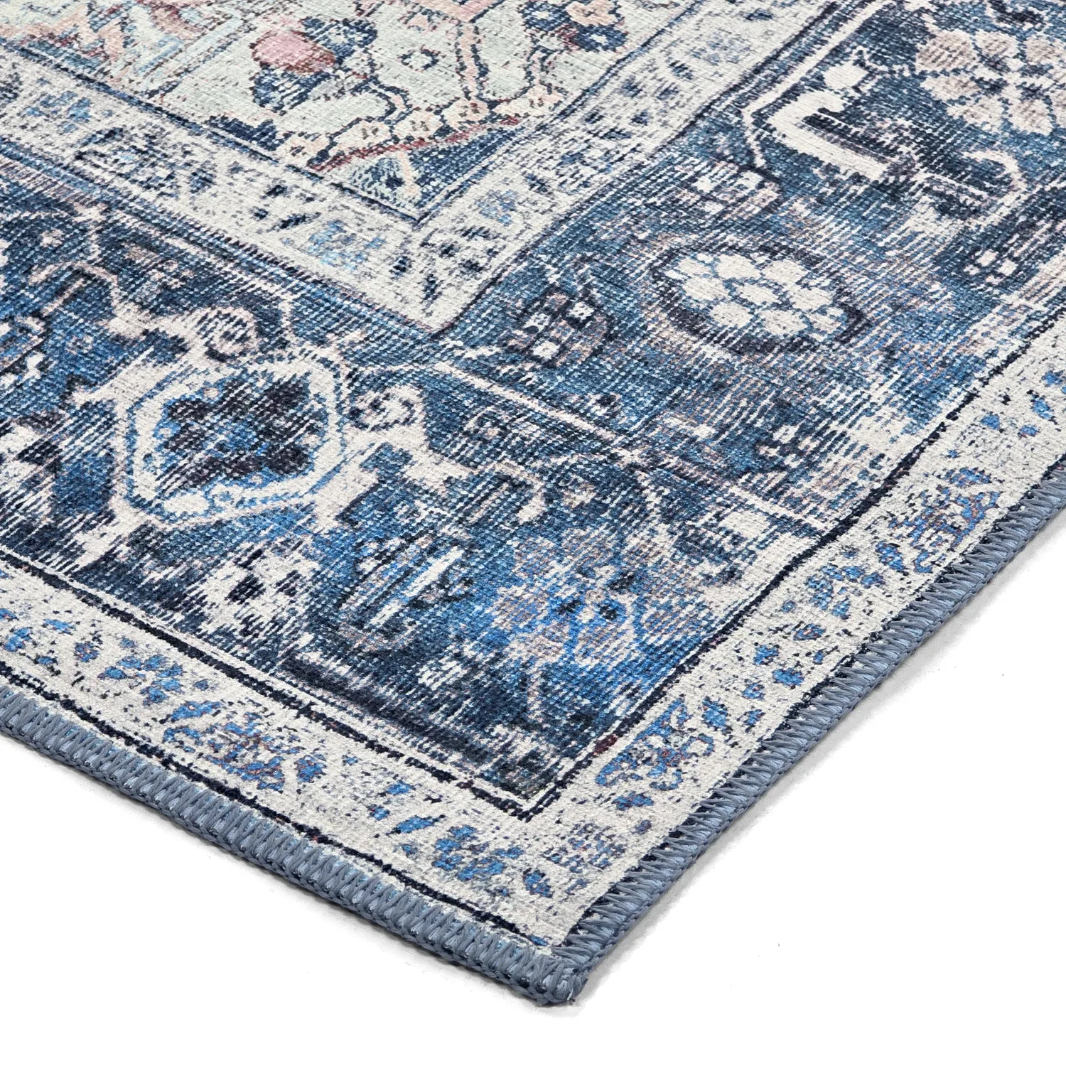 Fladvævet tæppe - Birjand (blå)