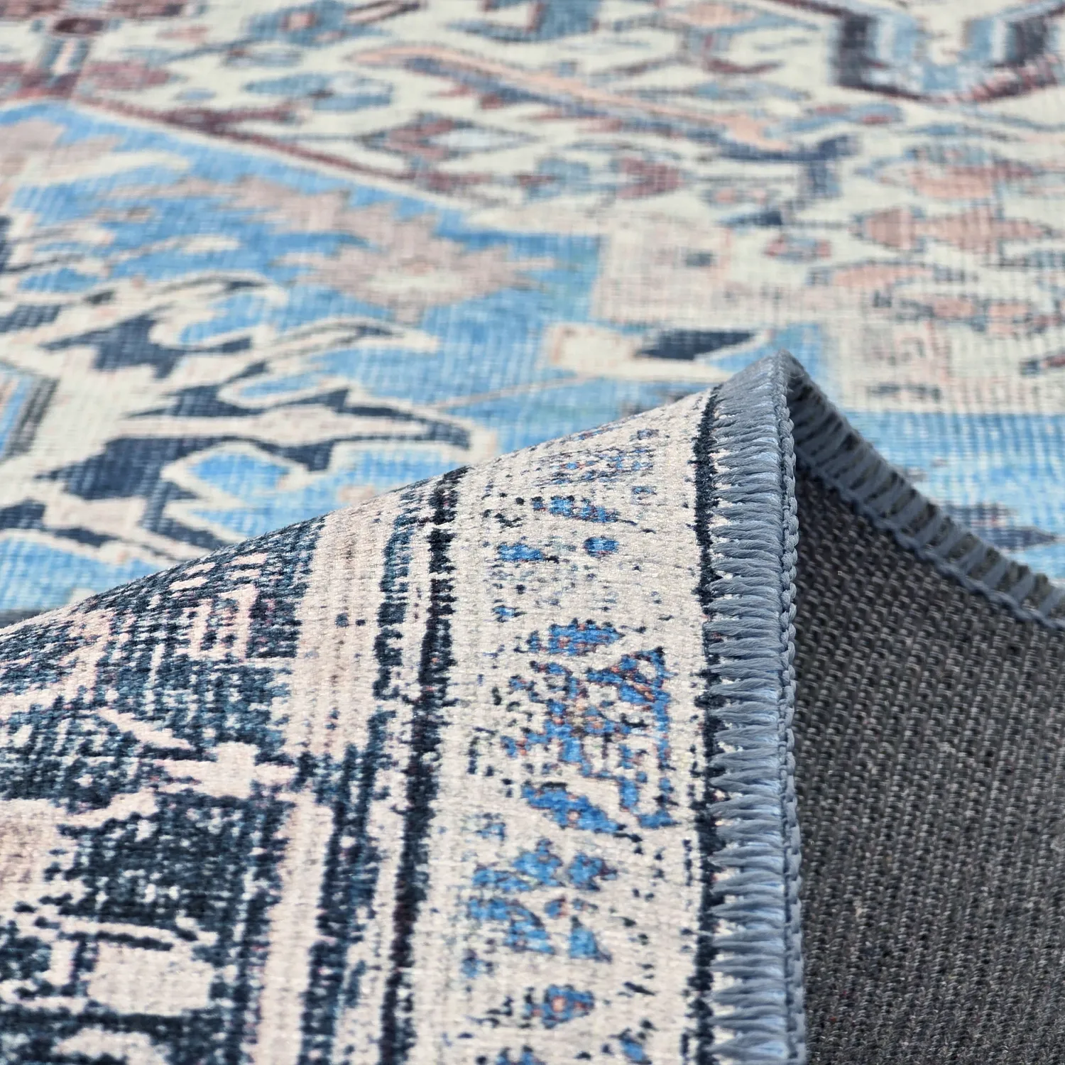 Fladvævet tæppe - Birjand (blå)