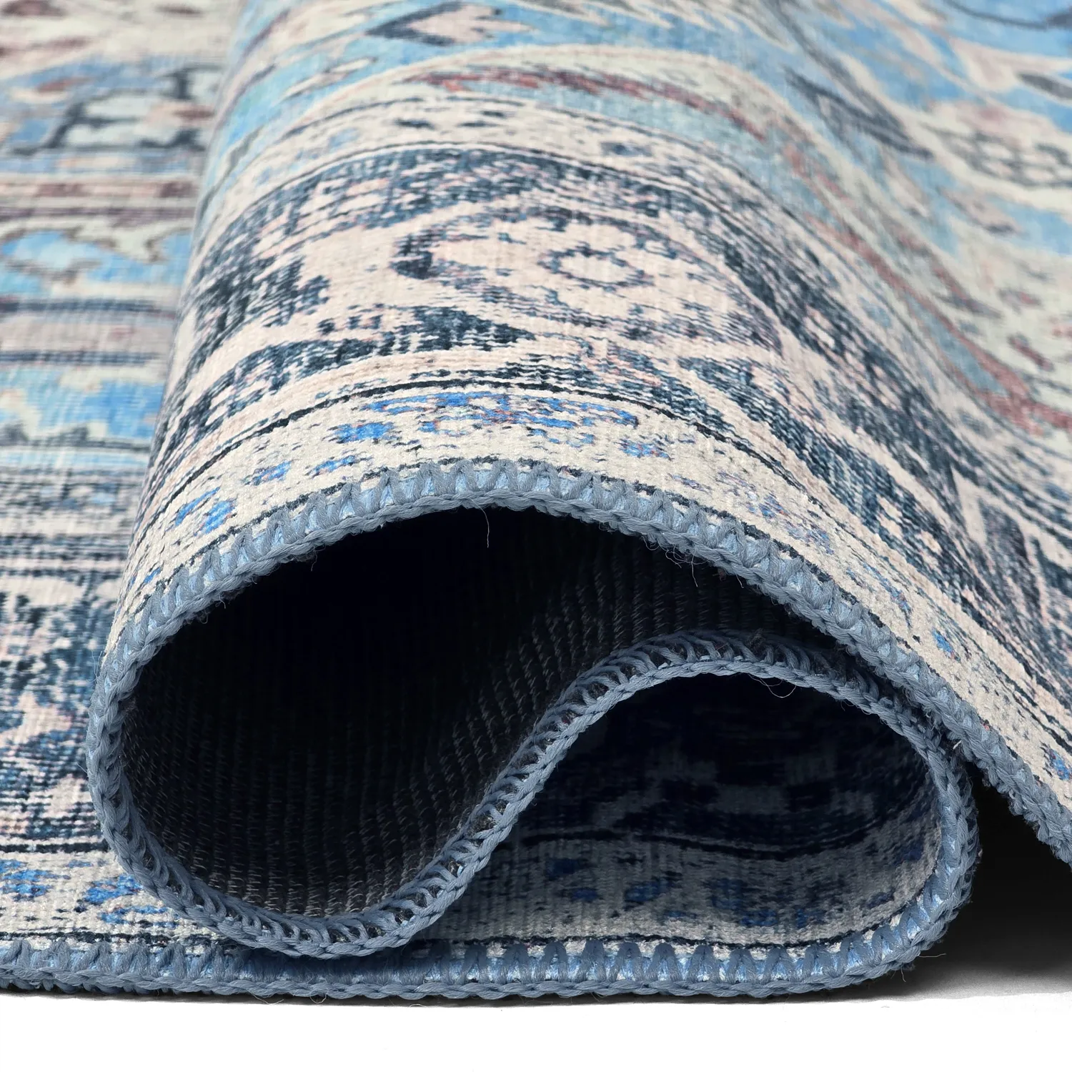 Fladvævet tæppe - Birjand (blå)