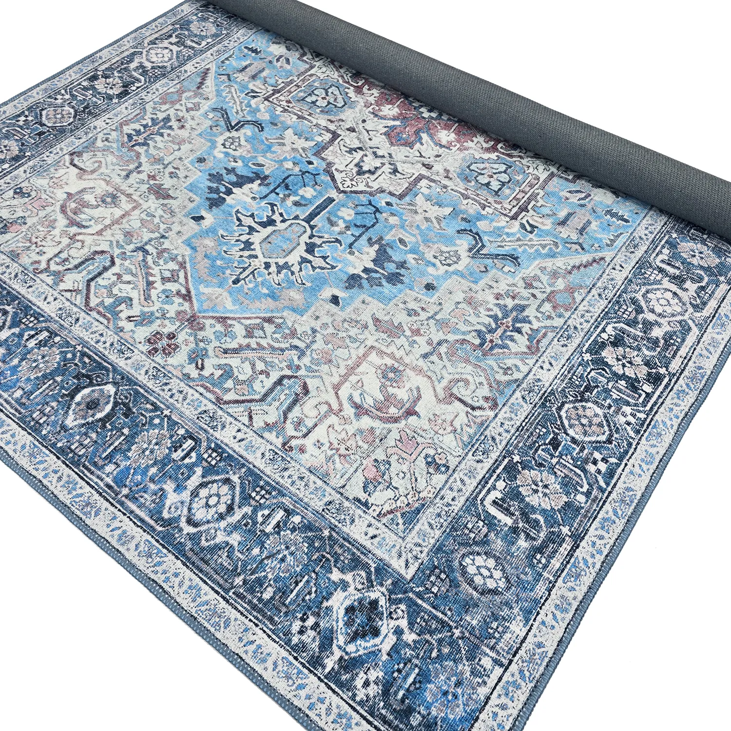 Fladvævet tæppe - Birjand (blå)