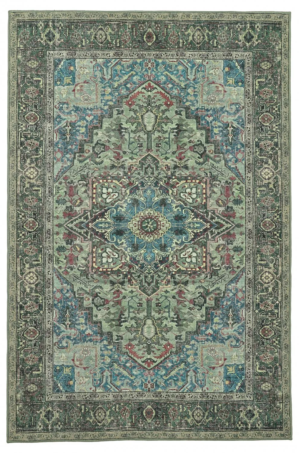 Fladvævet tæppe - Birjand (grøn)