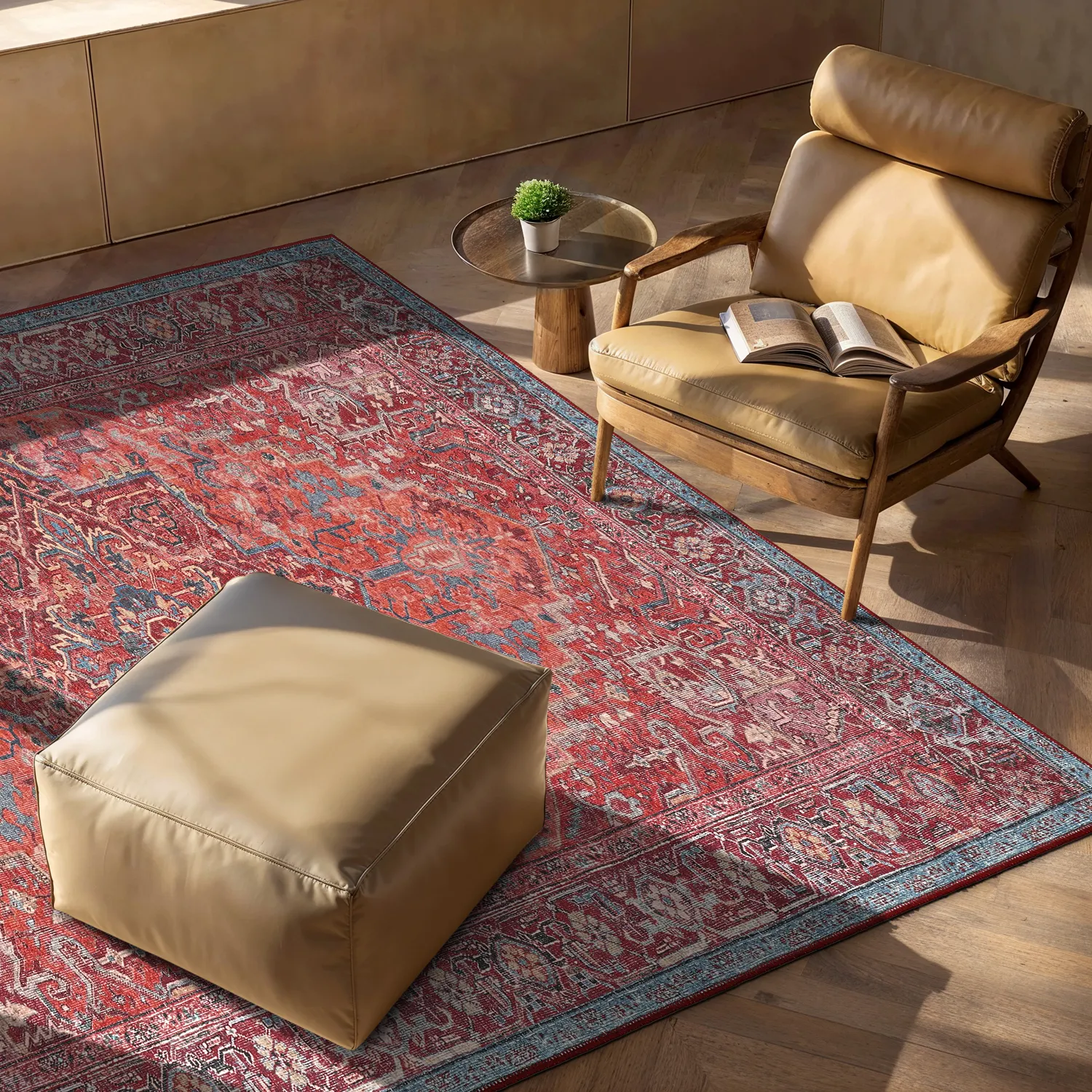 Fladvævet tæppe - Birjand (rød)