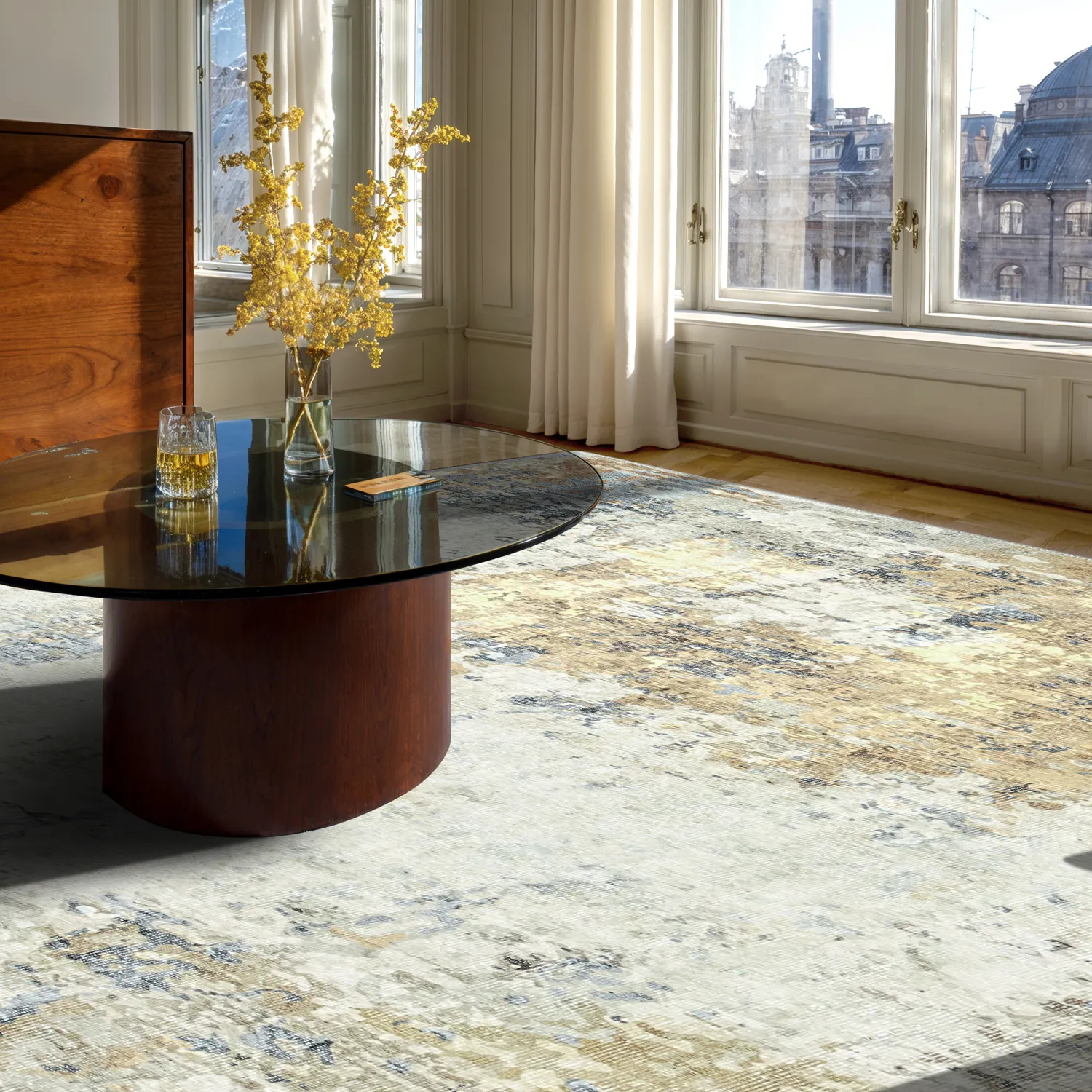 Fladvævet tæppe - Comino (grå/multi)