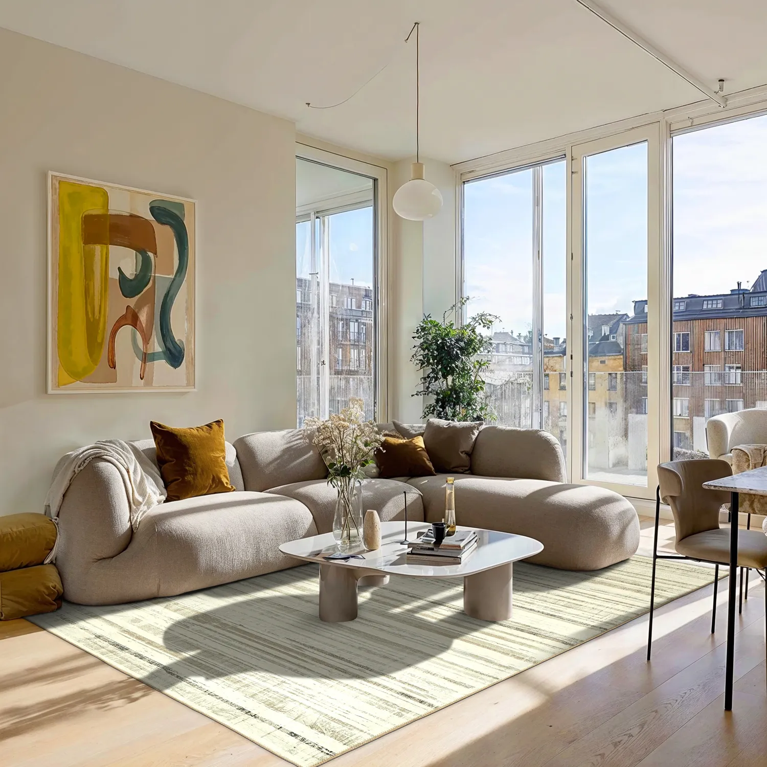 Fladvævet tæppe - Delara (beige)