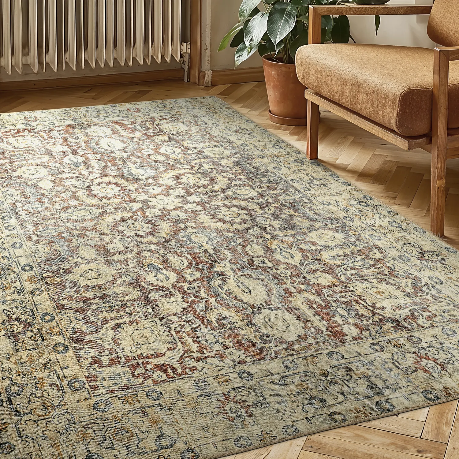 Fladvævet tæppe - Delvar (beige)