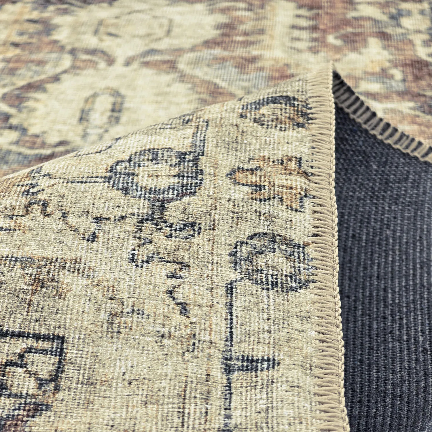 Fladvævet tæppe - Delvar (beige)