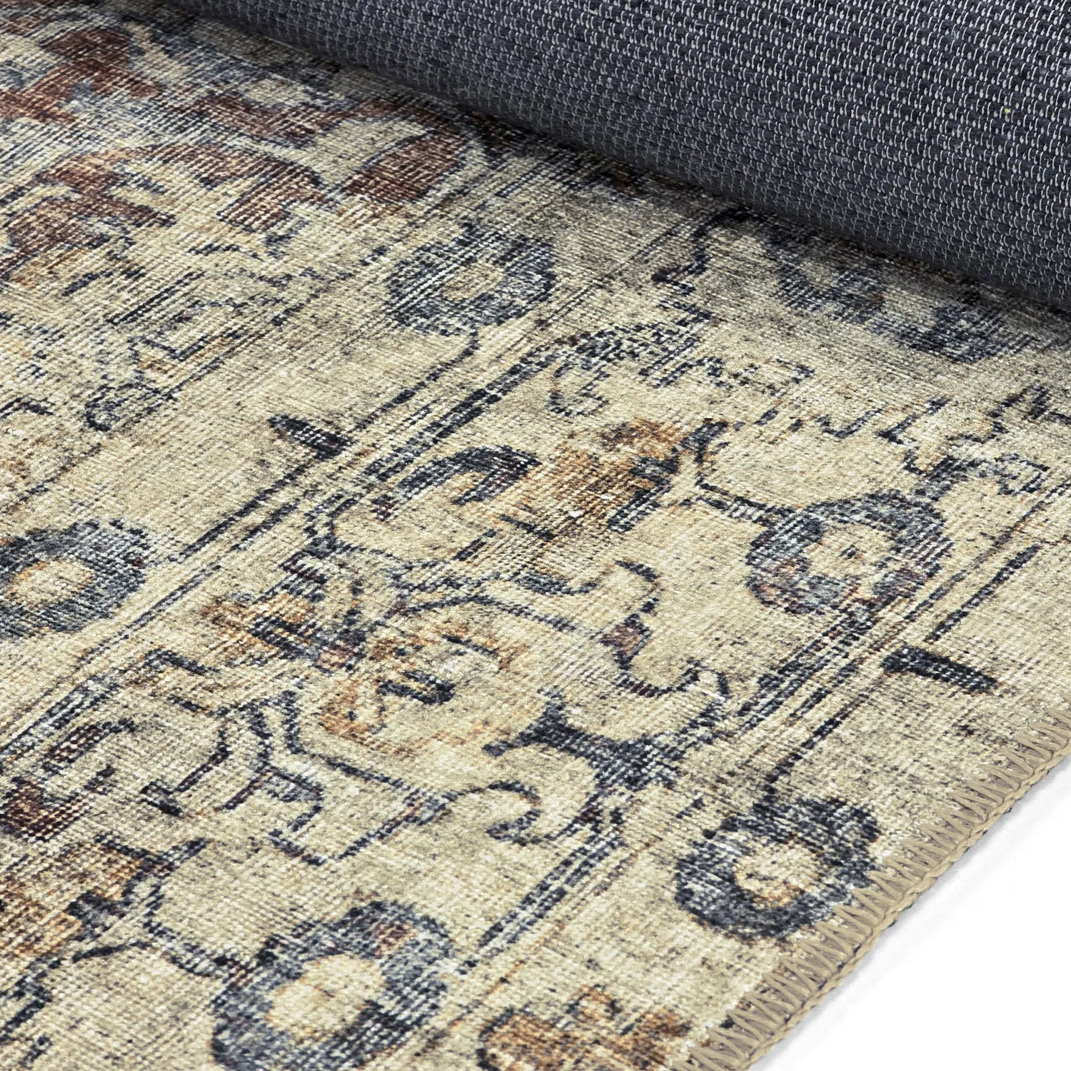 Fladvævet tæppe - Delvar (beige)