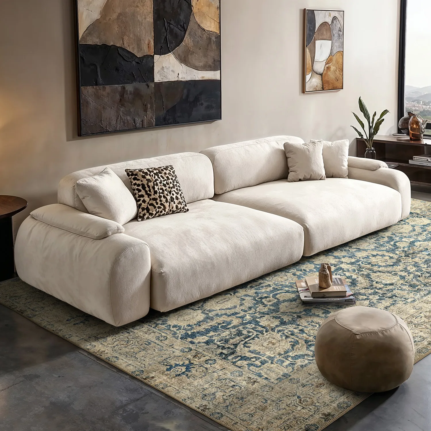 Fladvævet tæppe - Delvar (blå)