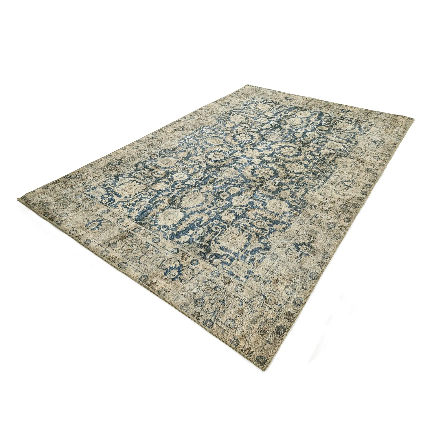 Fladvævet tæppe - Delvar (blå)